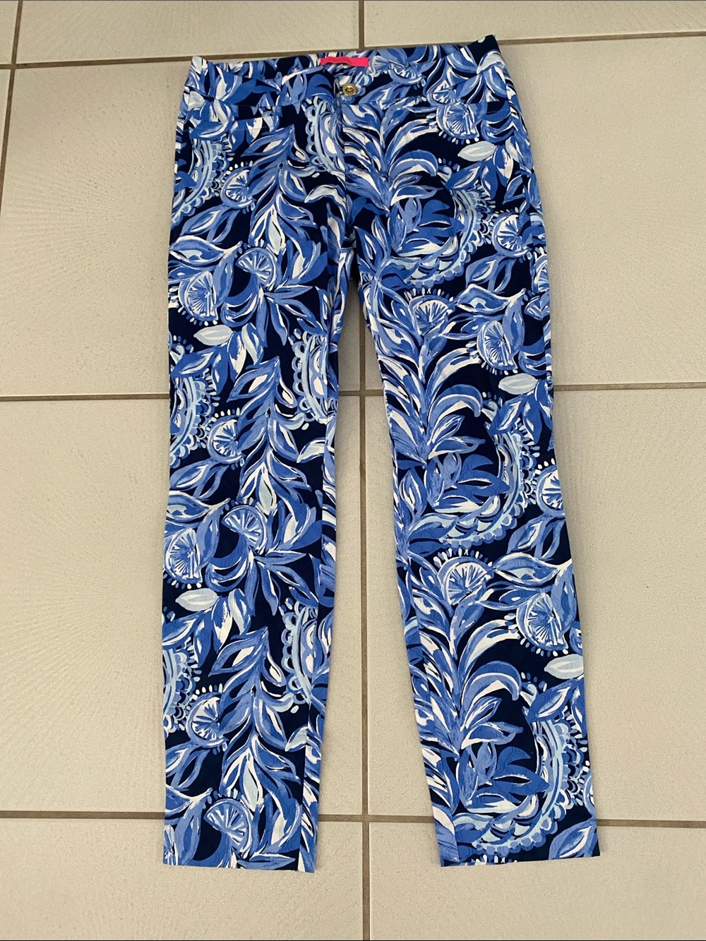 NWT Lilly Pulitzer Kelly Skinny Ankle Pants High Tide Navy You’re The Zest 8